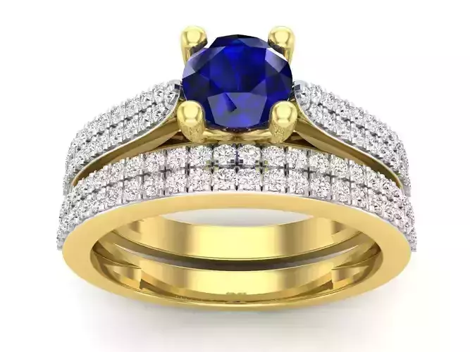 AV 693 Diamond Bridal Engagement Ring With Matching Band