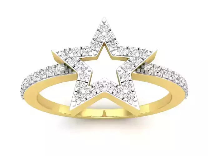 AV 697 Diamond Star Shaped Ladies Bridal Engagement Ring 3D print model