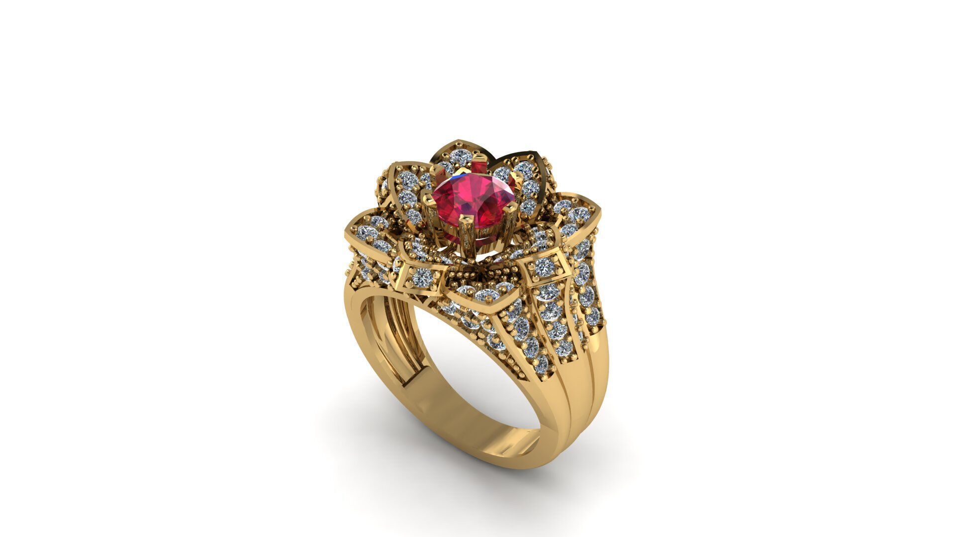 Ruby Engagement Ring 3D print model_1