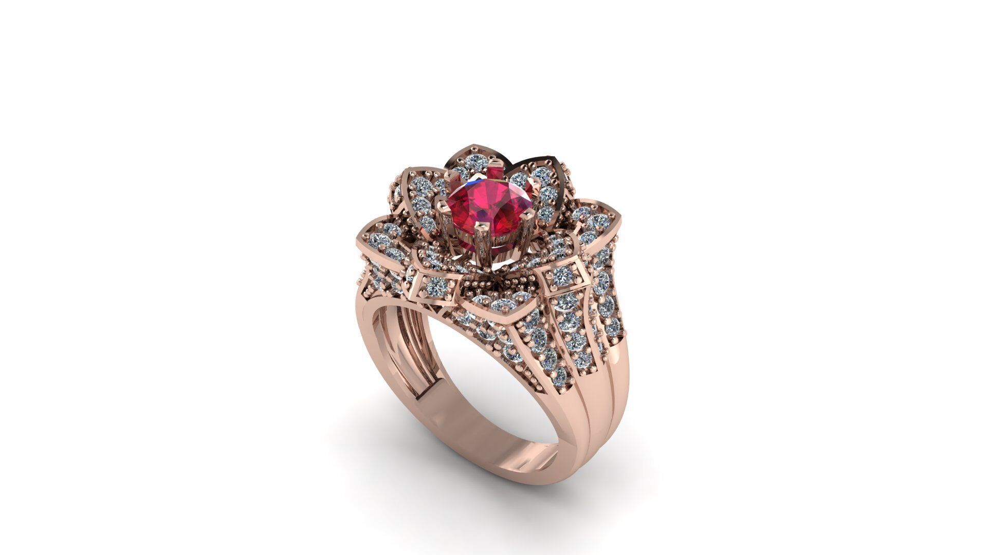 Ruby Engagement Ring 3D print model_2