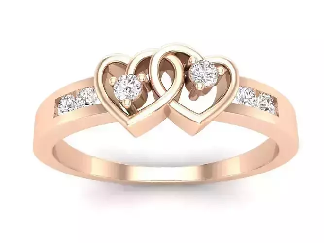 AV 702 Two Heart Shape Wedding Ring