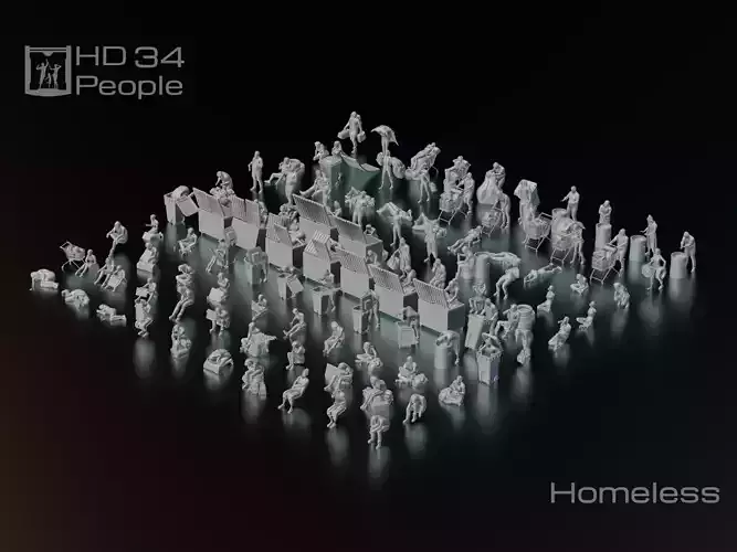HD People 34 Homeless 3D model