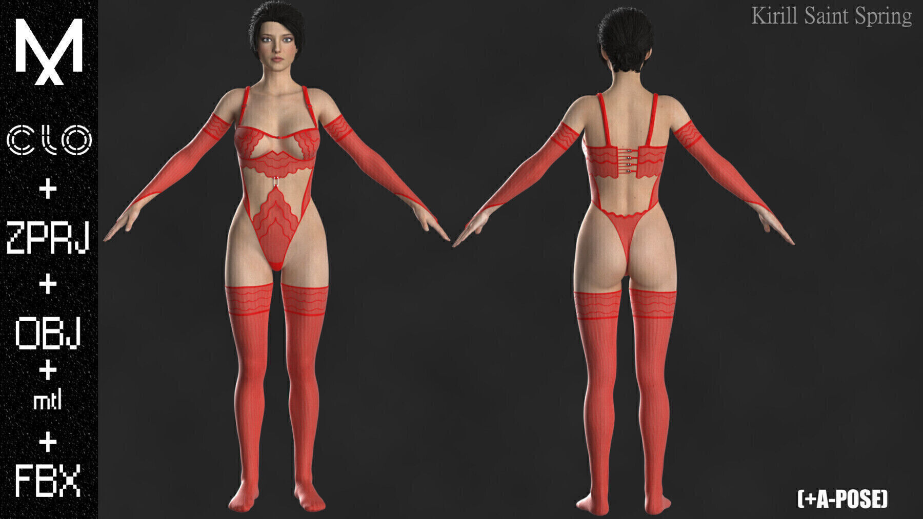 New Underwear Marvelous designer Clo3d OBJ mtl FBX ZPRJ 3D model_10