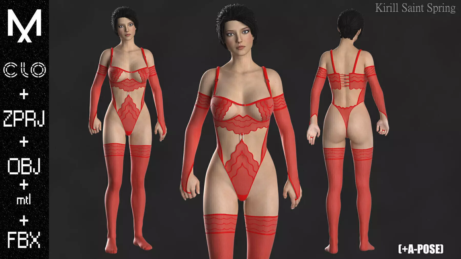 New Underwear Marvelous designer Clo3d OBJ mtl FBX ZPRJ 3D model_0