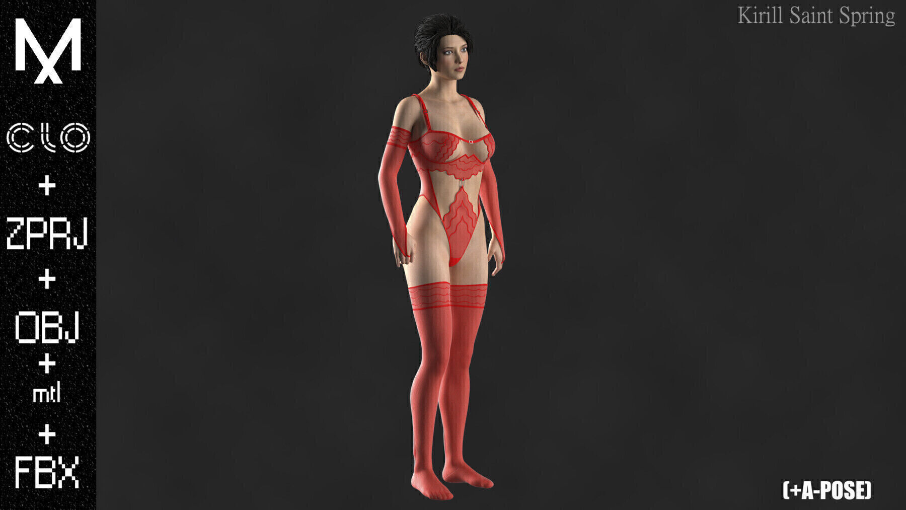 New Underwear Marvelous designer Clo3d OBJ mtl FBX ZPRJ 3D model_5