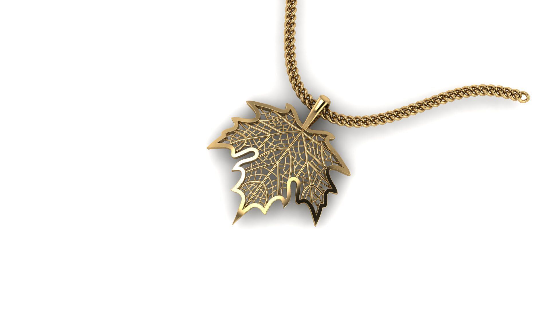 Maple Leaf Pendant 3D print model_4