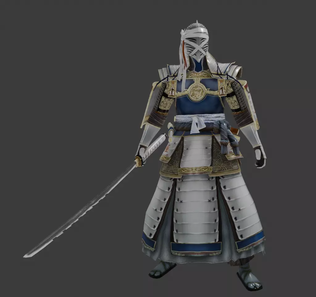 Zombie samurai Low-poly 3D model