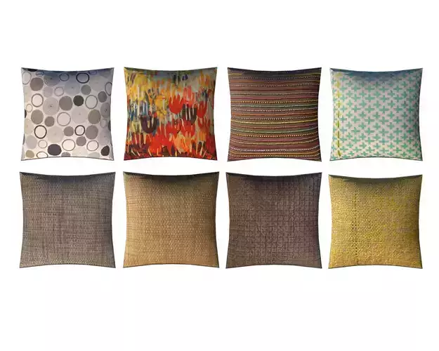 Fabric Pillow pack 8 Low-poly 3D model