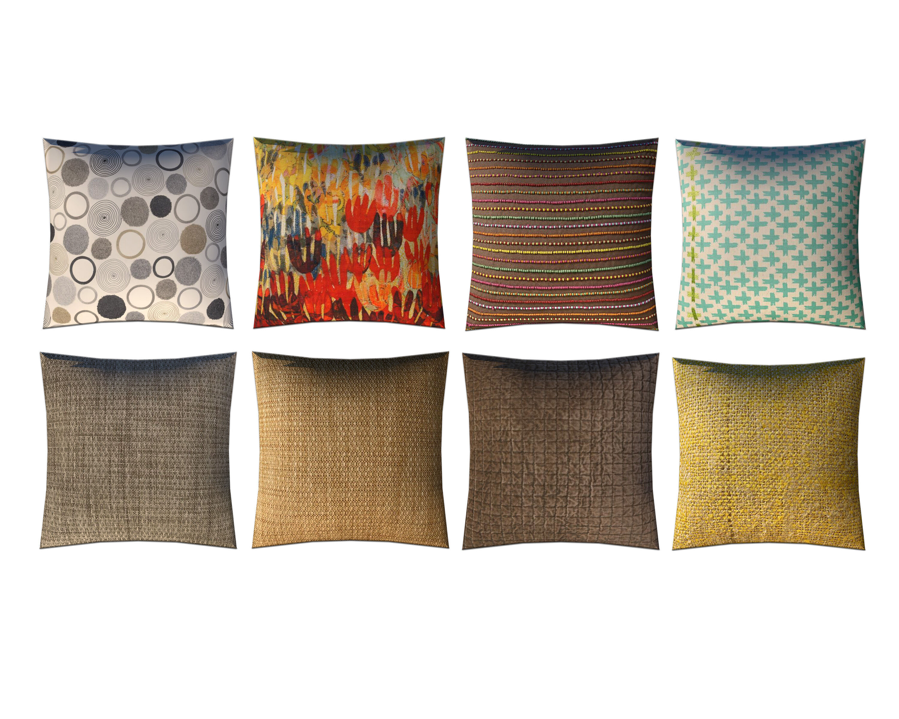 Fabric Pillow pack 8 Low-poly 3D model_1