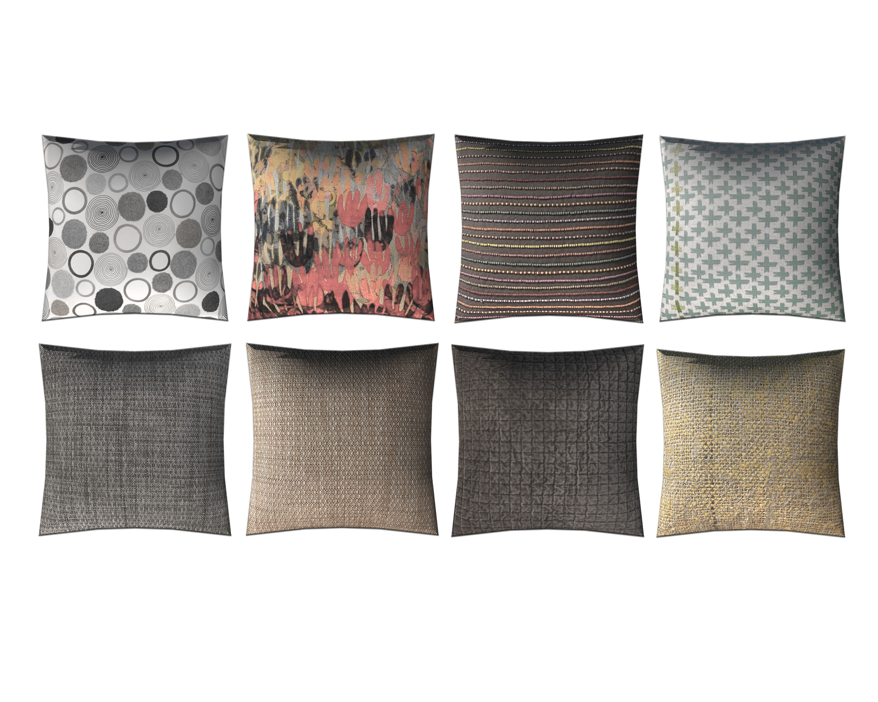 Fabric Pillow pack 8 Low-poly 3D model_2