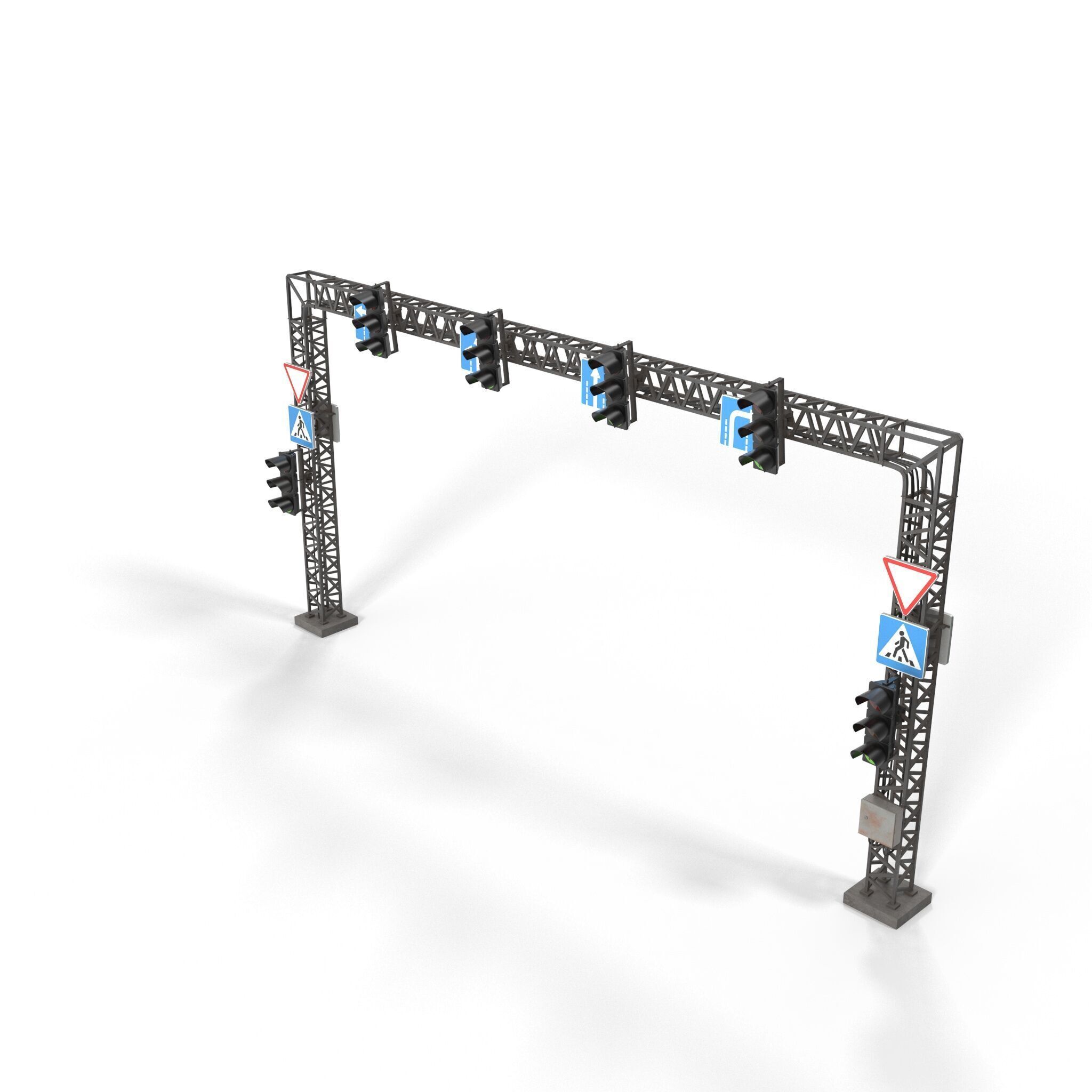 Traffic light with frame support 3D model_10