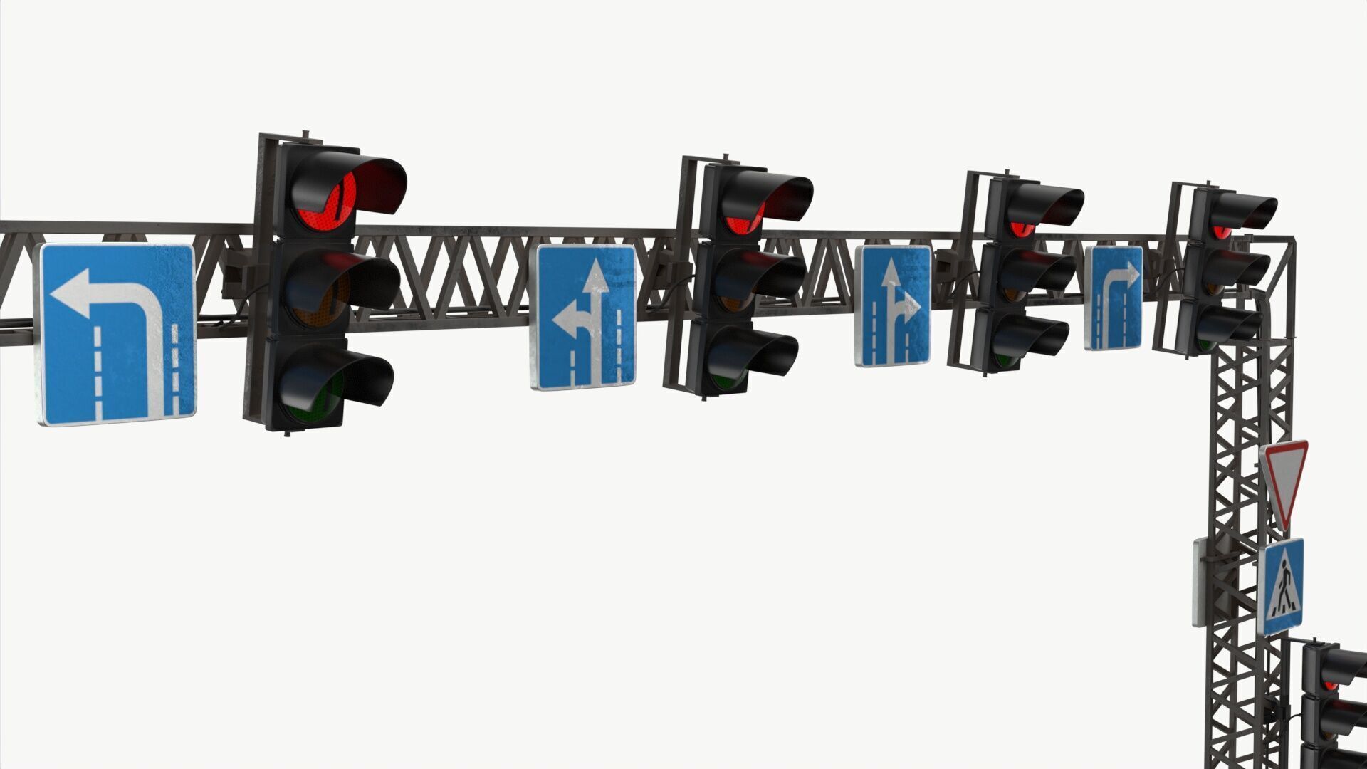 Traffic light with frame support 3D model_8