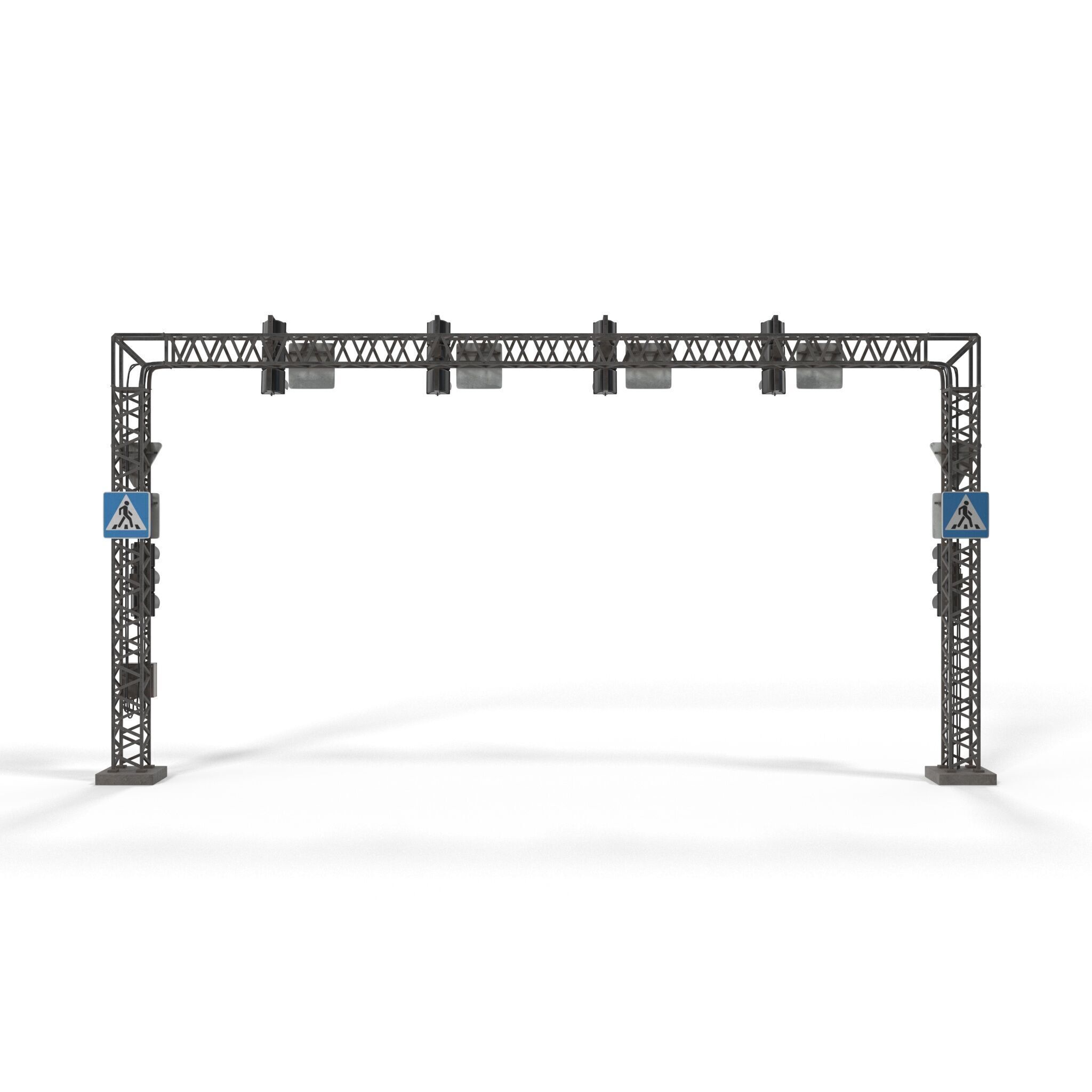 Traffic light with frame support 3D model_15