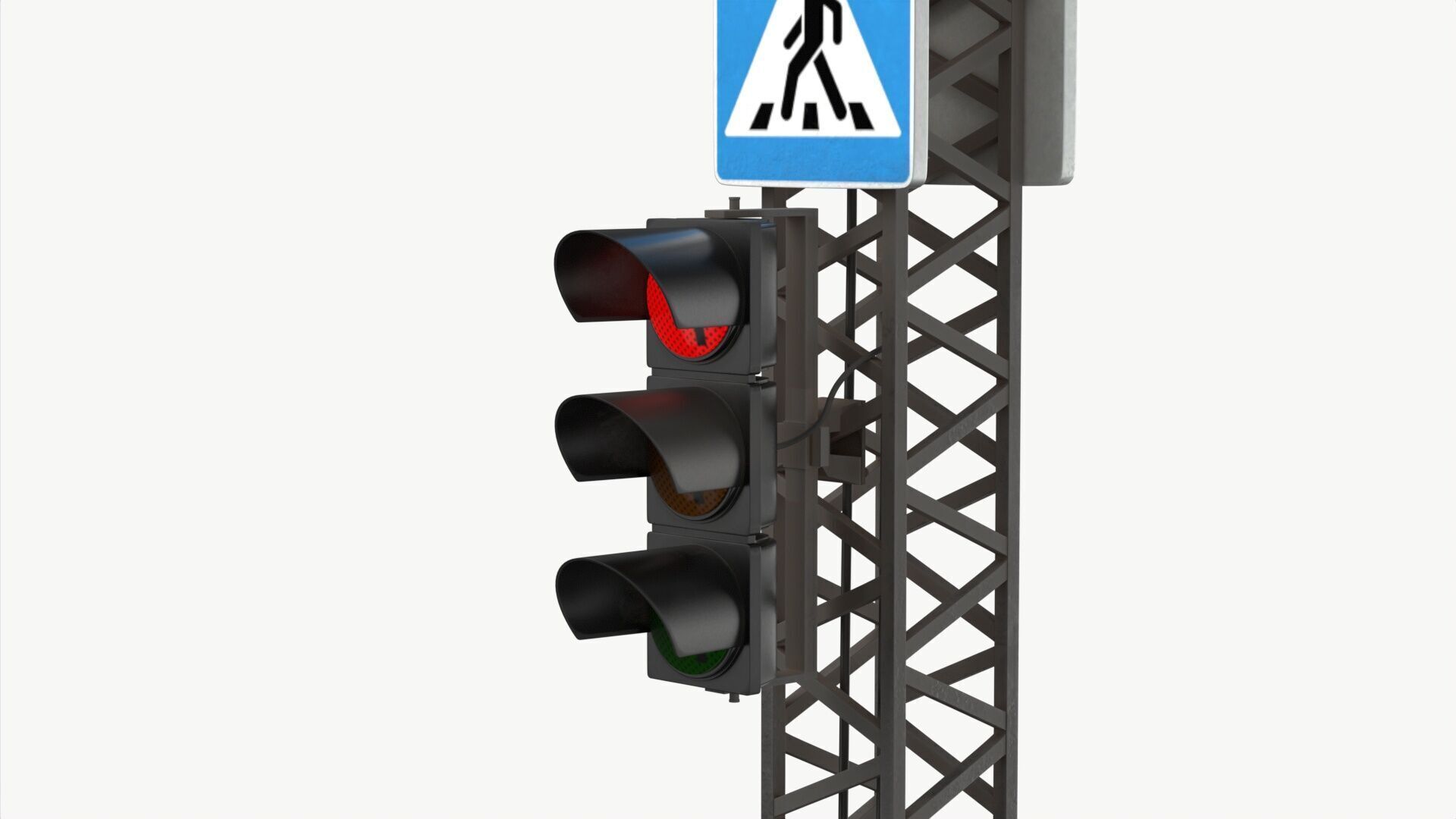 Traffic light with frame support 3D model_7