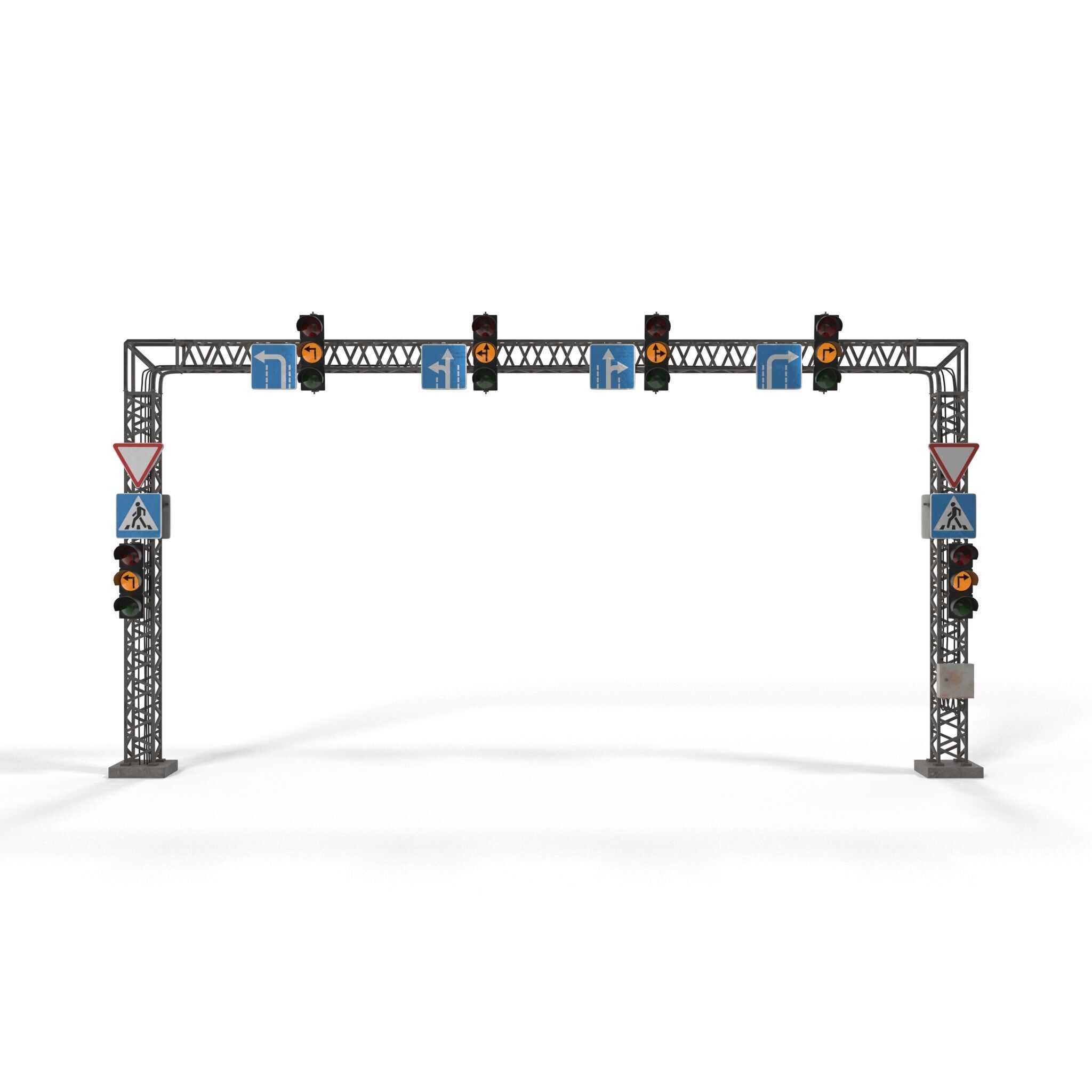 Traffic light with frame support 3D model_14