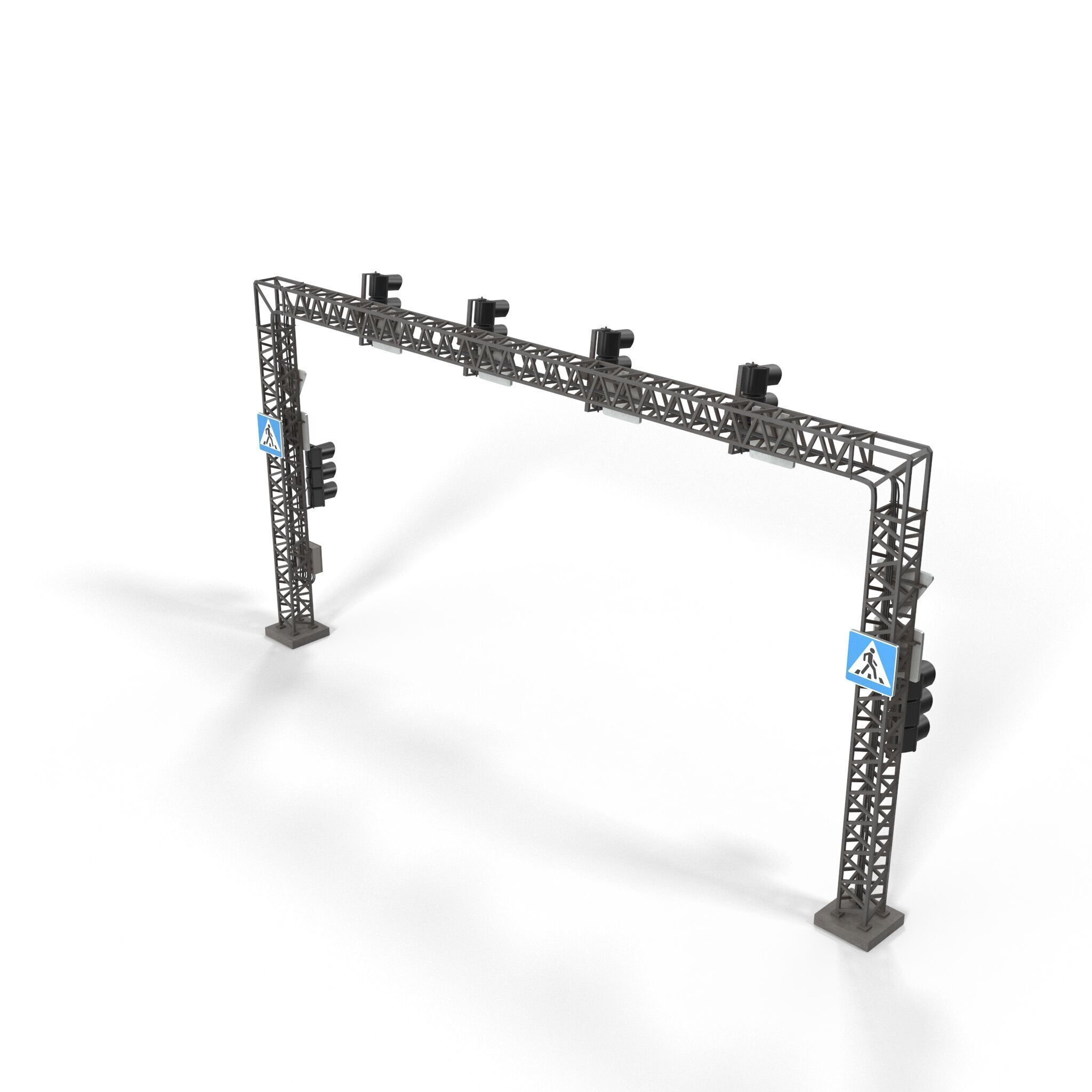 Traffic light with frame support 3D model_11