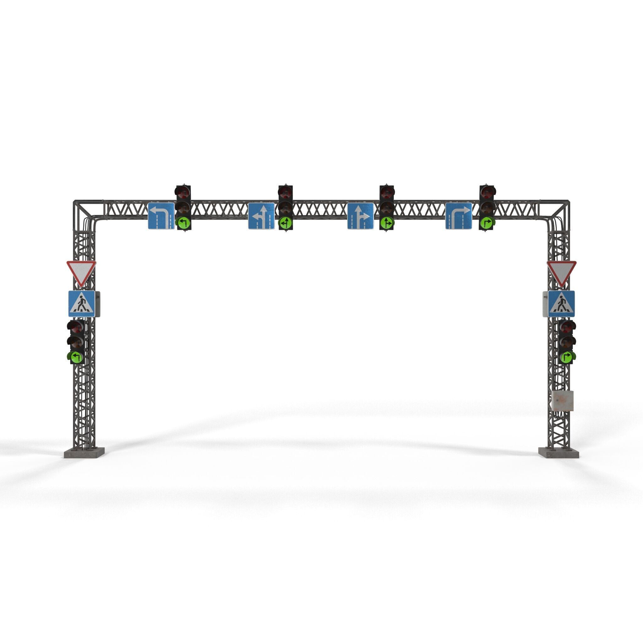 Traffic light with frame support 3D model_13