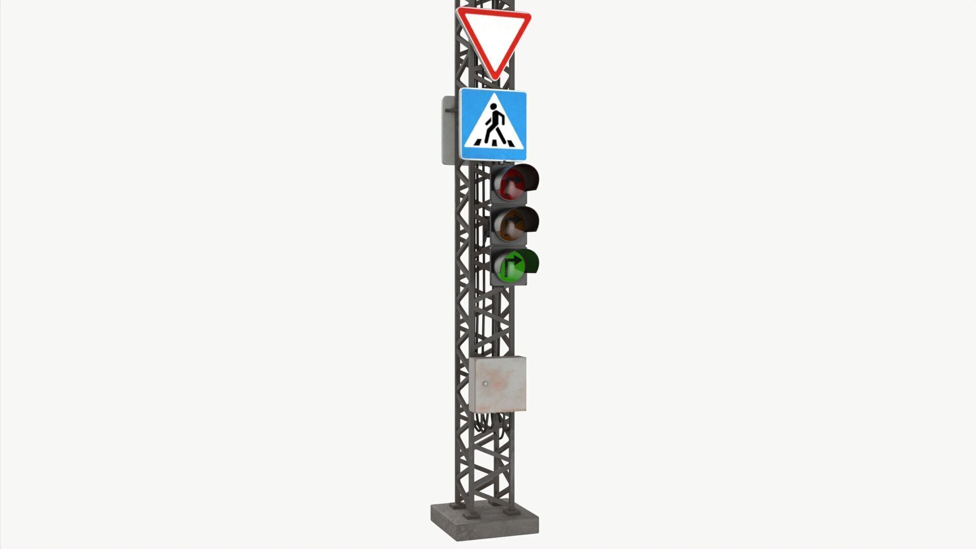 Traffic light with frame support 3D model_5