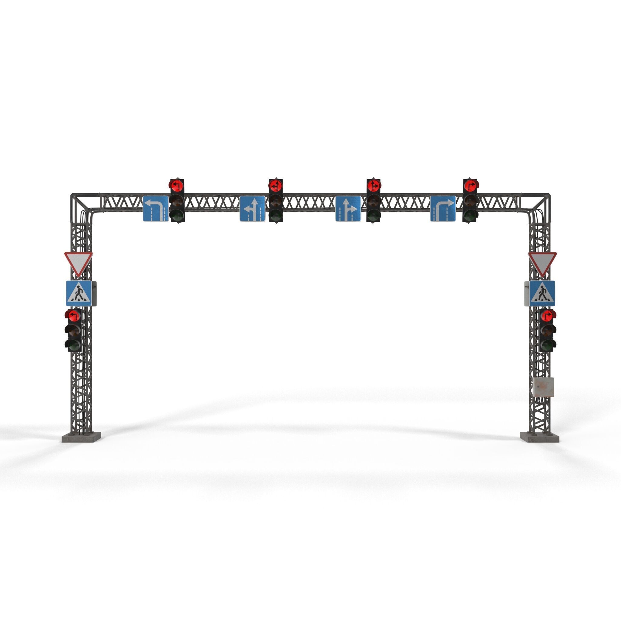 Traffic light with frame support 3D model_12