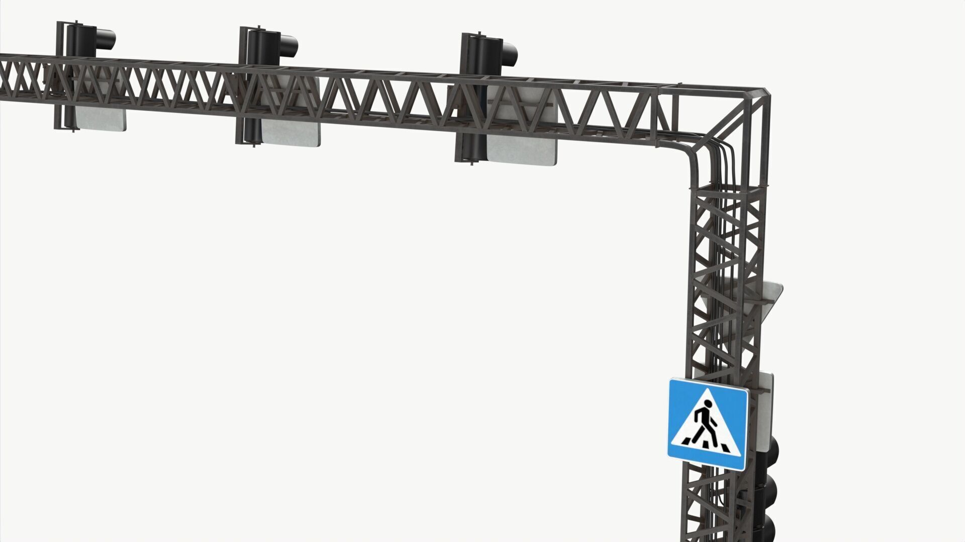 Traffic light with frame support 3D model_9