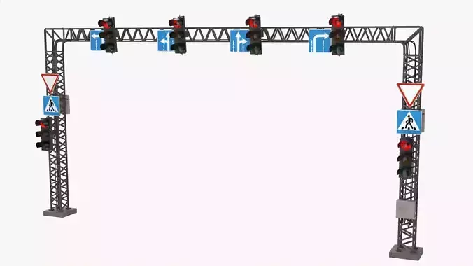 Traffic light with frame support 3D model