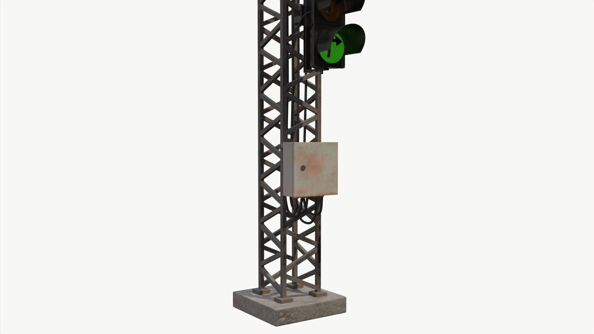 Traffic light with frame support 3D model_6