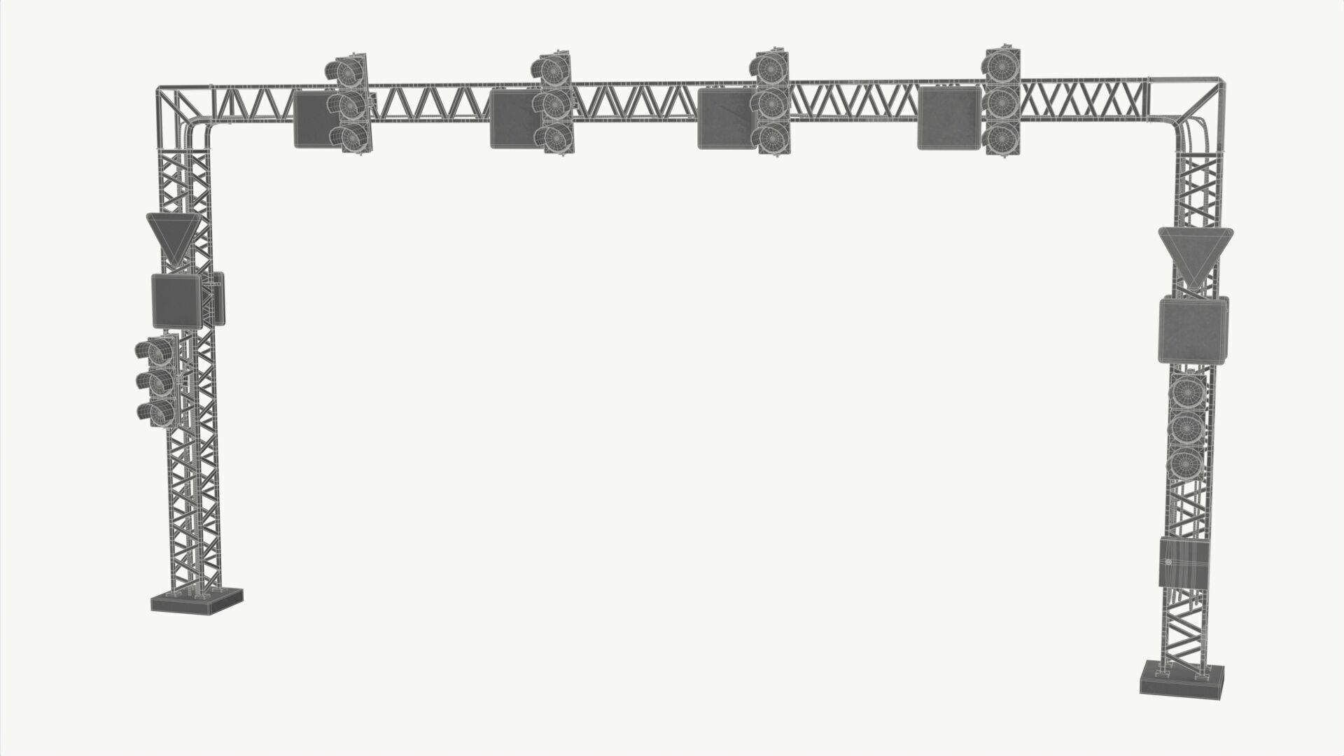 Traffic light with frame support 3D model_16