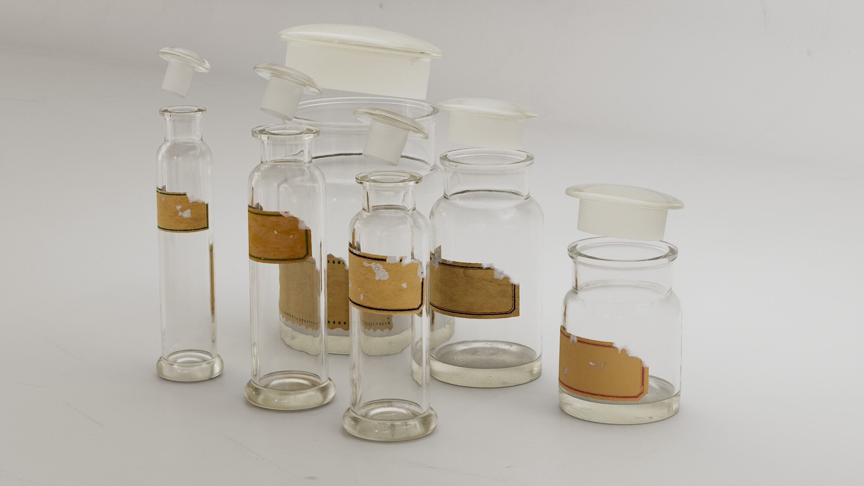 Alchemical bottles set 3D model 3D model_1