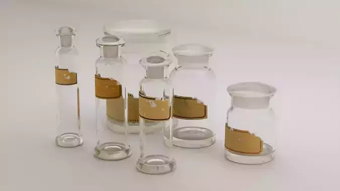 Alchemical bottles set 3D model