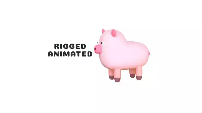 Low-Poly Pig Animated - Fun World Animal  Low-poly 3D model