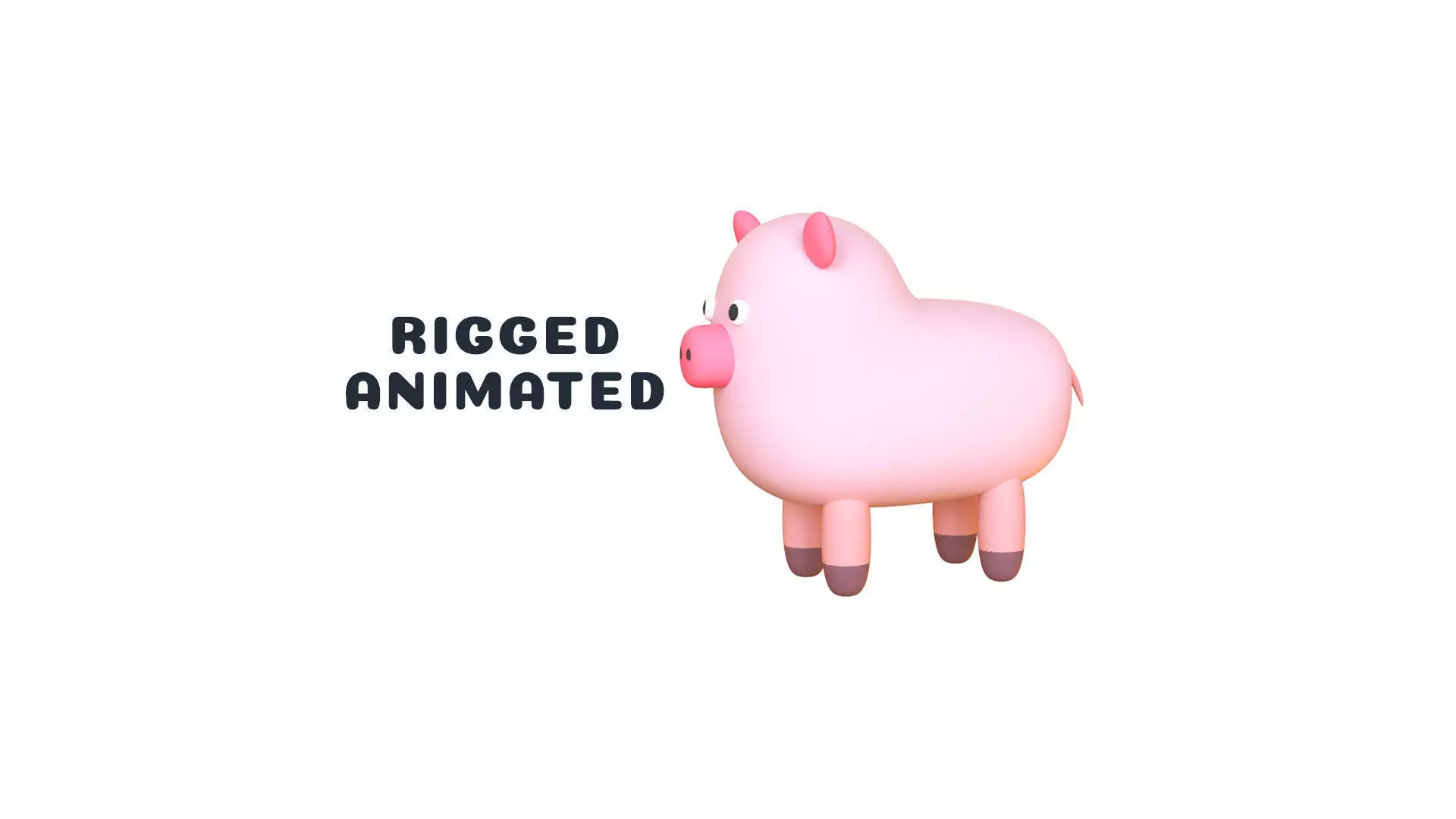 Low-Poly Pig Animated - Fun World Animal Low-poly 3D model_0