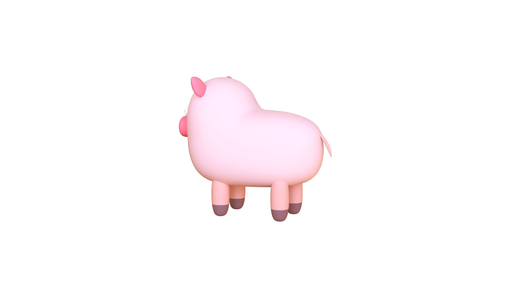 Low-Poly Pig Animated - Fun World Animal Low-poly 3D model_4