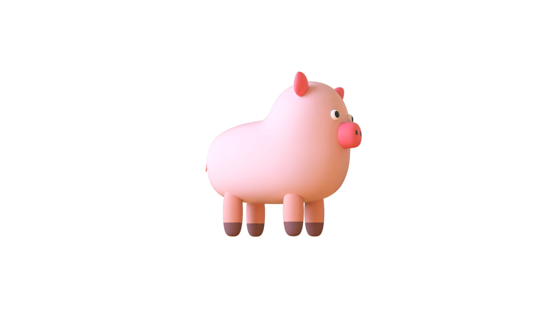 Low-Poly Pig Animated - Fun World Animal Low-poly 3D model_6