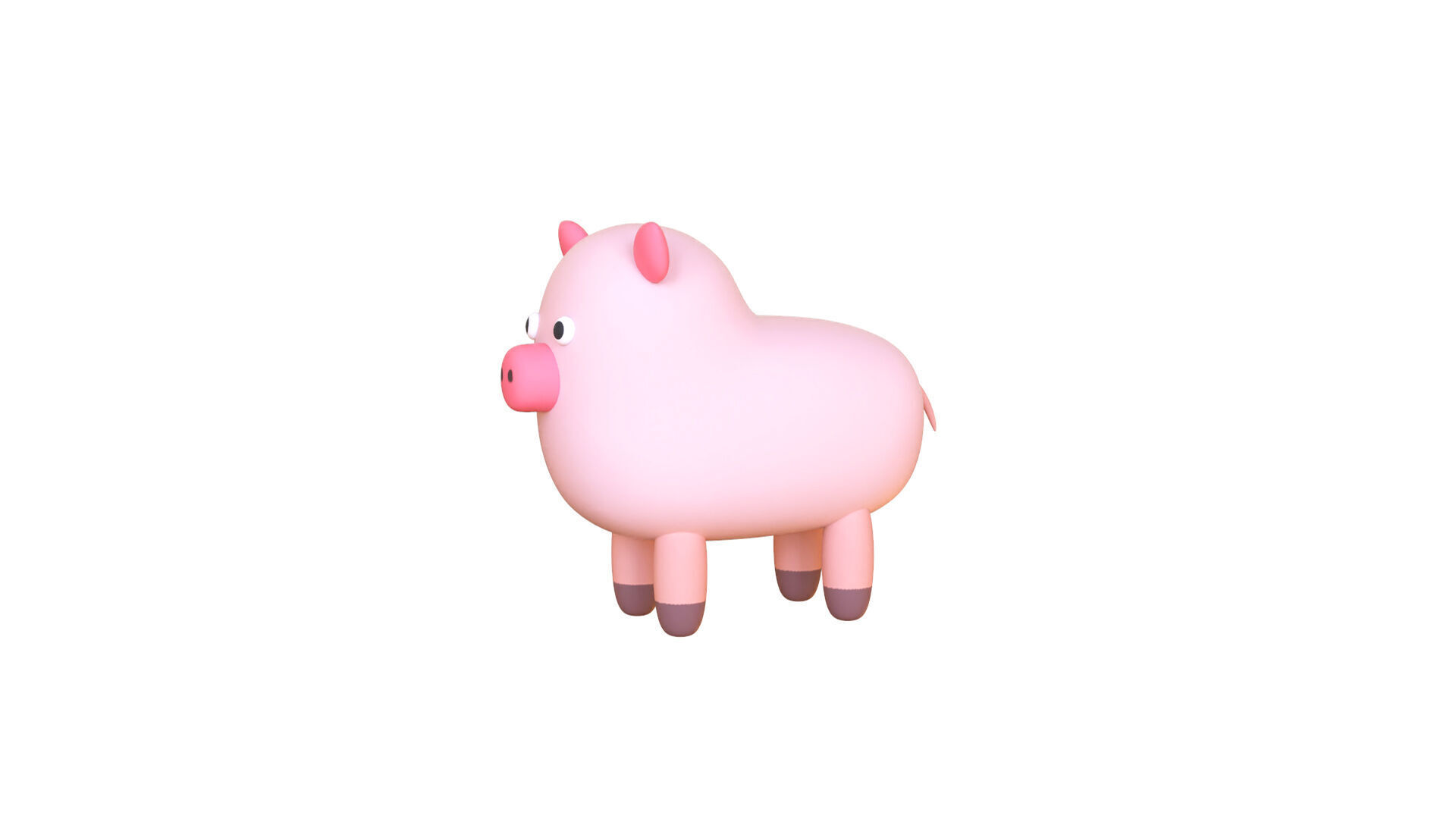 Low-Poly Pig Animated - Fun World Animal Low-poly 3D model_2