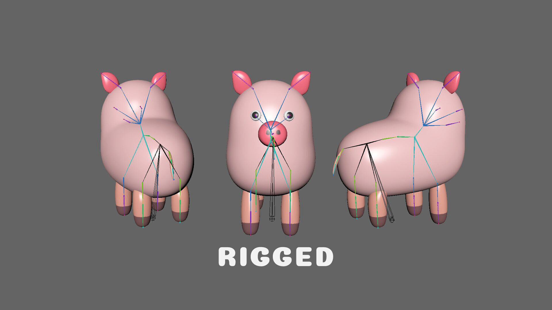 Low-Poly Pig Animated - Fun World Animal Low-poly 3D model_3