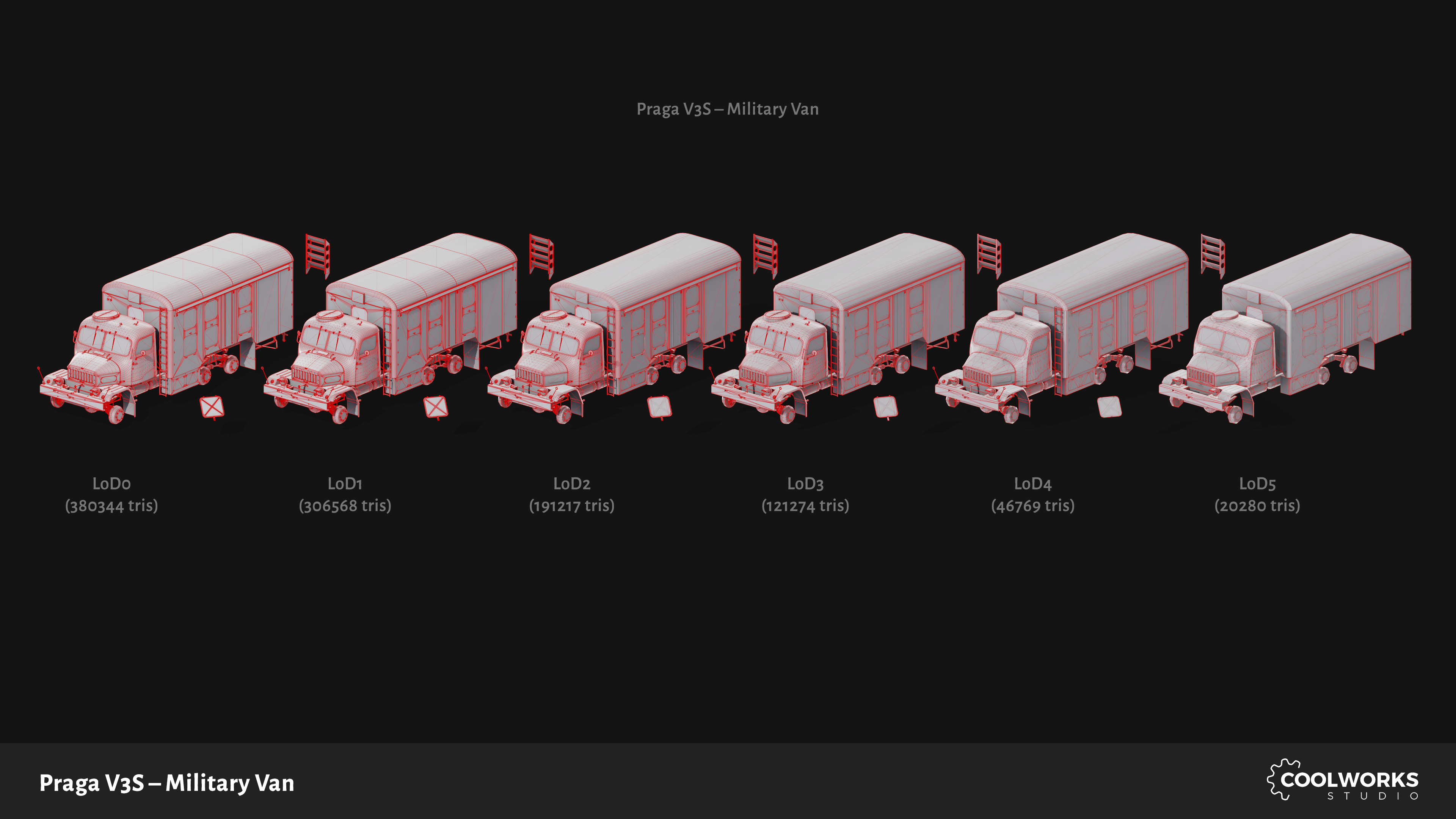 PV3S Truck Van Set Low-poly 3D model_21