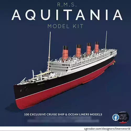 RMS AQUITANIA Cunard ocean liner print ready model kit 3D print model