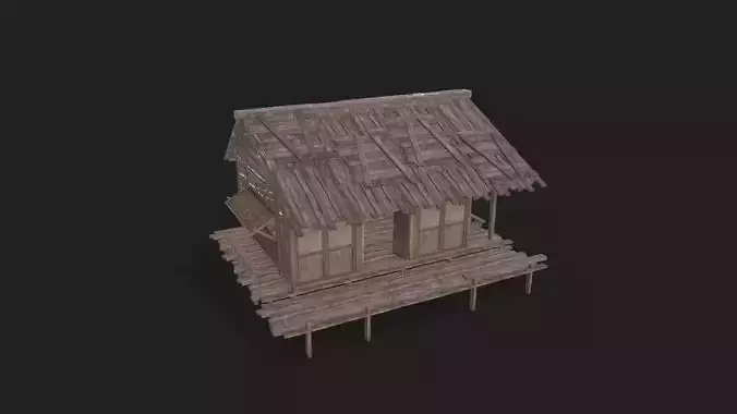 Broken wooden house