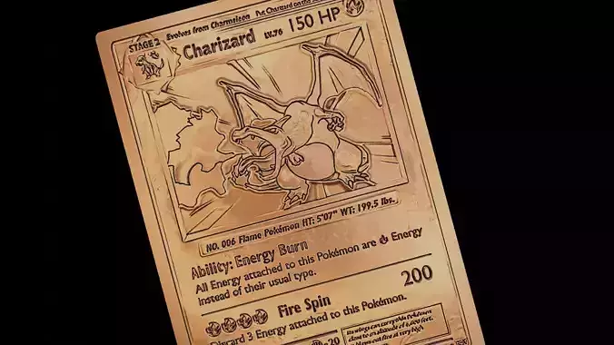 Charizard Pokemon card 3D print model