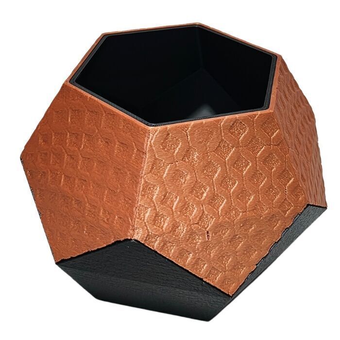 Decorative Hexagonal Vase with textures pavement and rustic 3D print model_3