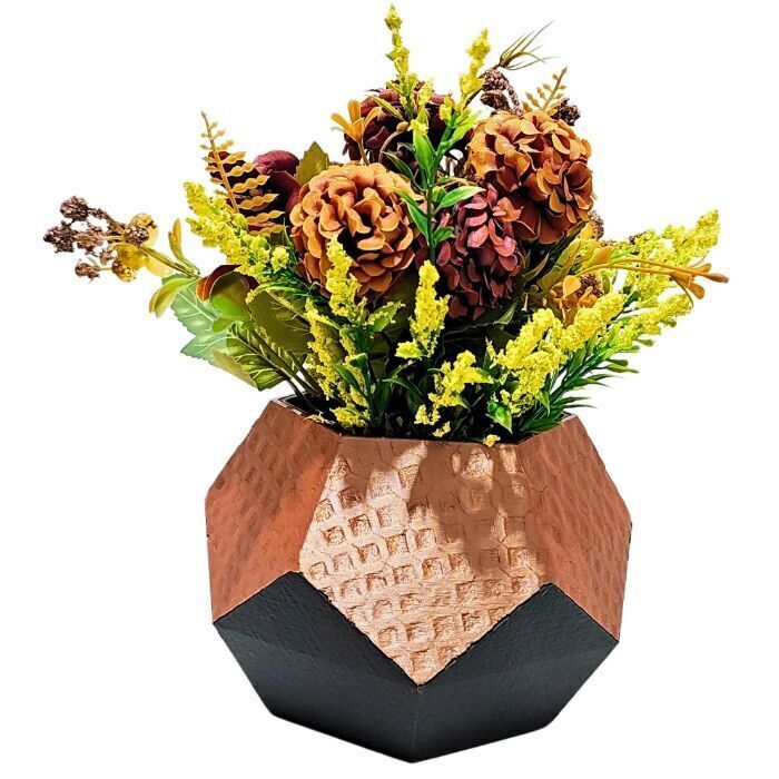 Decorative Hexagonal Vase with textures pavement and rustic 3D print model_8