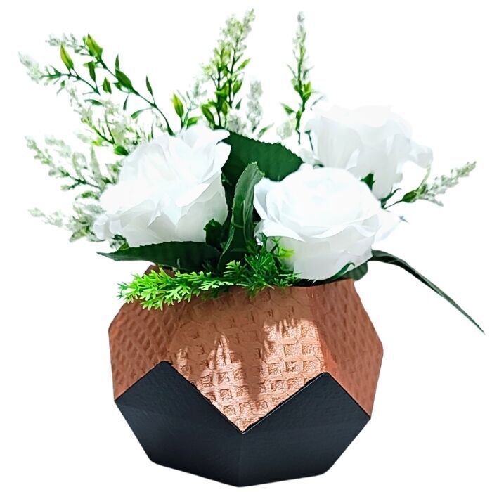 Decorative Hexagonal Vase with textures pavement and rustic 3D print model_2