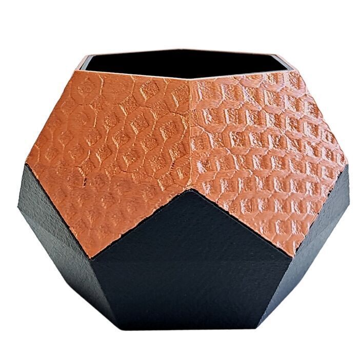Decorative Hexagonal Vase with textures pavement and rustic 3D print model_7