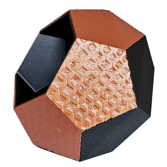 Decorative Hexagonal Vase with textures pavement and rustic 3D print model_5