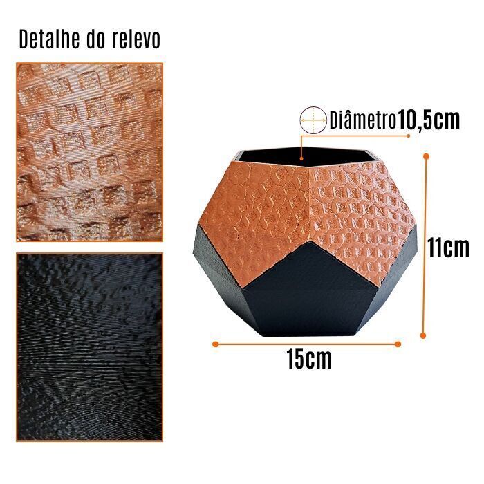 Decorative Hexagonal Vase with textures pavement and rustic 3D print model_1