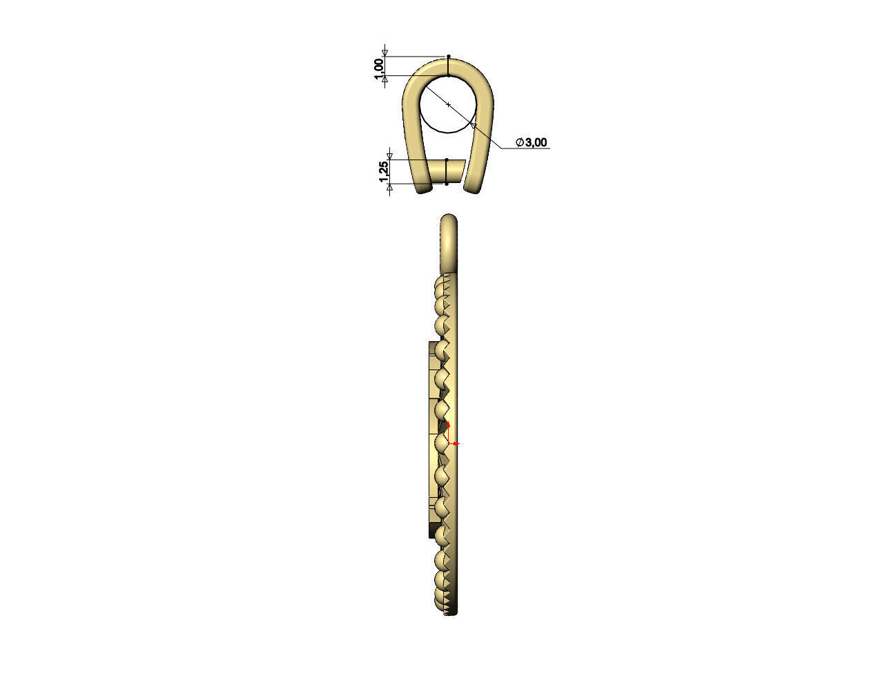 C letter initial faceted sunrays beaded coin pendant charm 3D print model_9