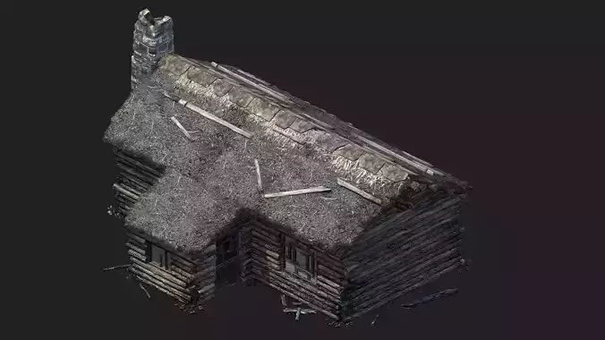 Damaged wooden house