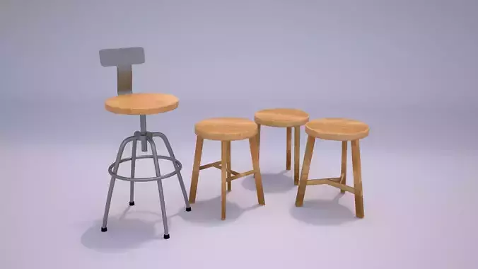 4 Wood Stools