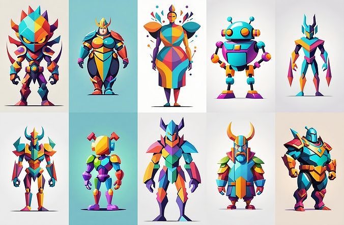 Topology bundle 4 pack 100 fbx Low-poly 3D model
