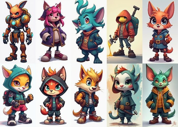 Strong Fantasy Hero bundle 5 pack 100 obj Low-poly 3D model